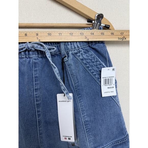 NWT Madden Girl Skater Jeans Sz M Baggy Elastic Drawstring Waist Streetwear - Picture 4 of 13